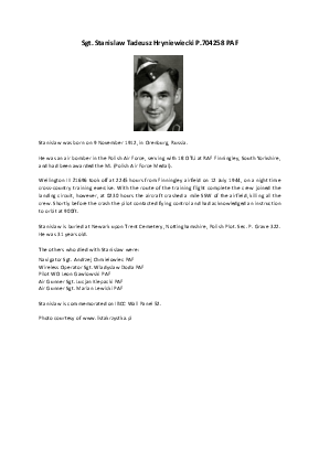A preview of a PDF biography for Hryniewiecki, Stanislaw Tadeusz